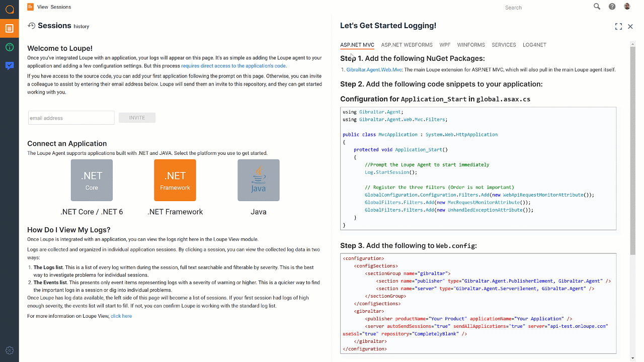 Gif showing the new user screen toggling through different sets of directions